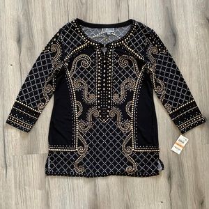 JM Collection Black Sequined Blouse